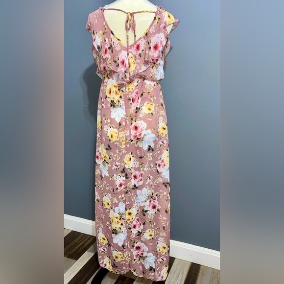Miley + Molly Floral Maxi Dress in Pink and Yellow size small - Picture 2 of 9